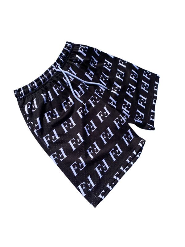 Fullmetal Fitness all over print shorts.